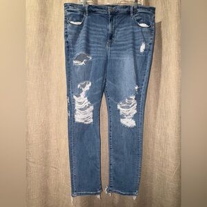 American Eagle Outfitters Ripped Blue Super Hi-Rise Jegging Size 20